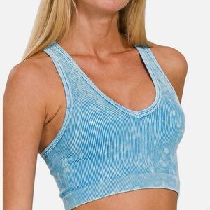 Snookie Shop Zenana Sky Blue Ribbed Tank Top & Gift bag